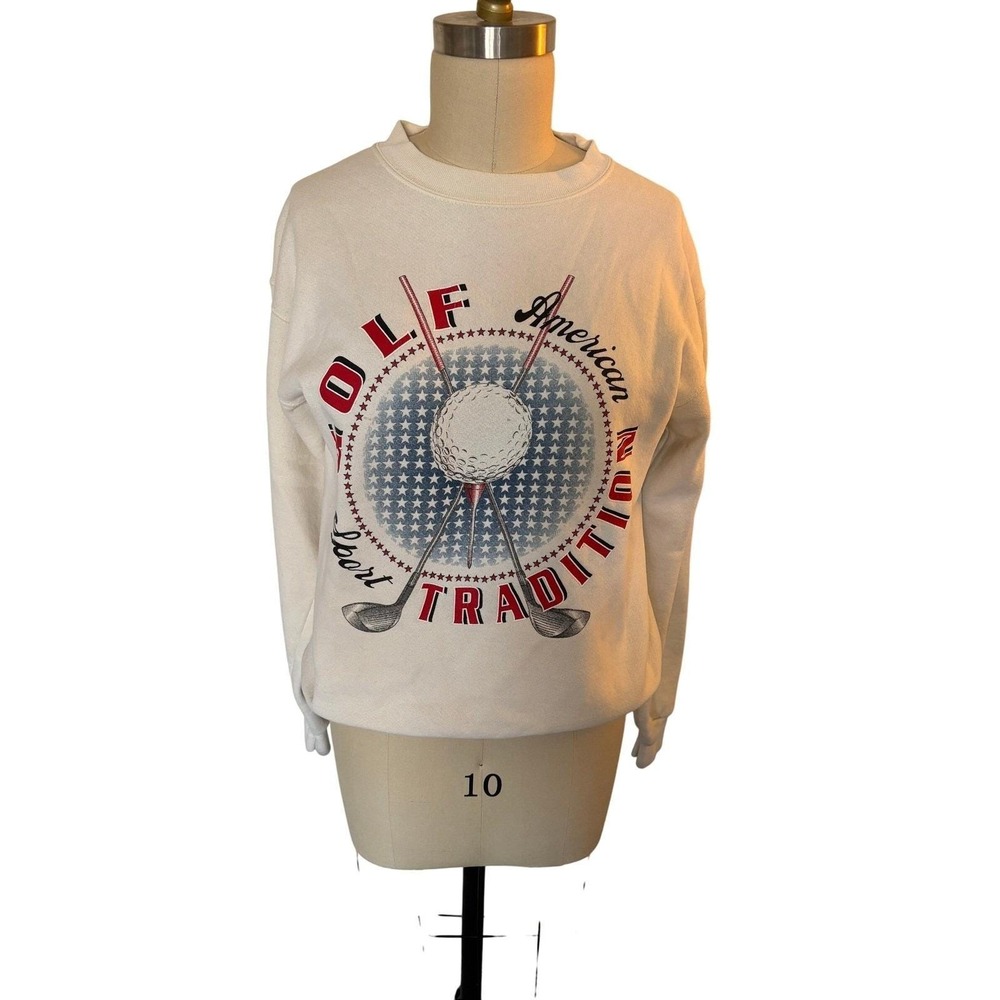 Banaggers Golf Sweatshirt Mens L Cream Good Vintage American Sport Tradition